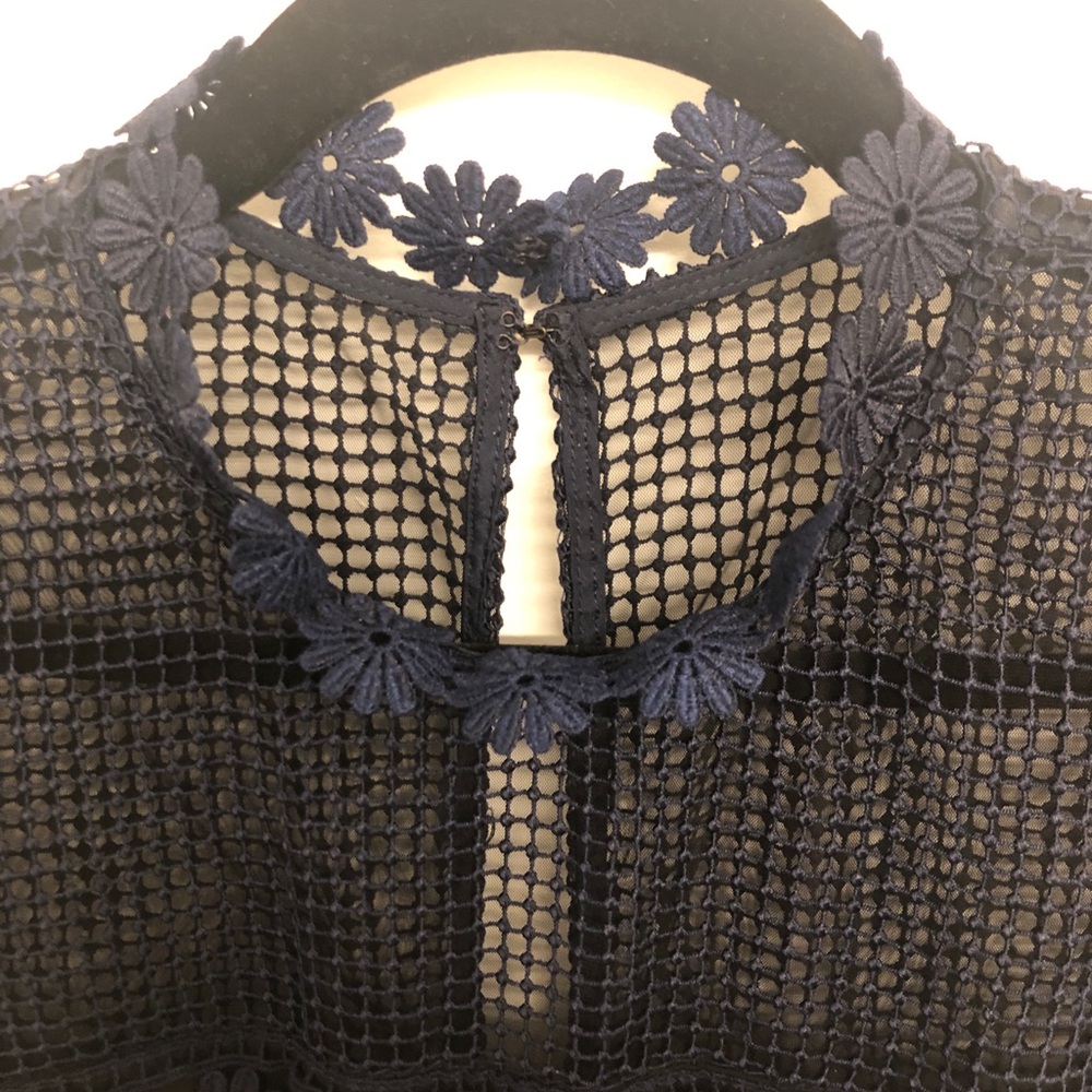 Self Portrait Navy Lace Mini Dress - Picture 7 of 11